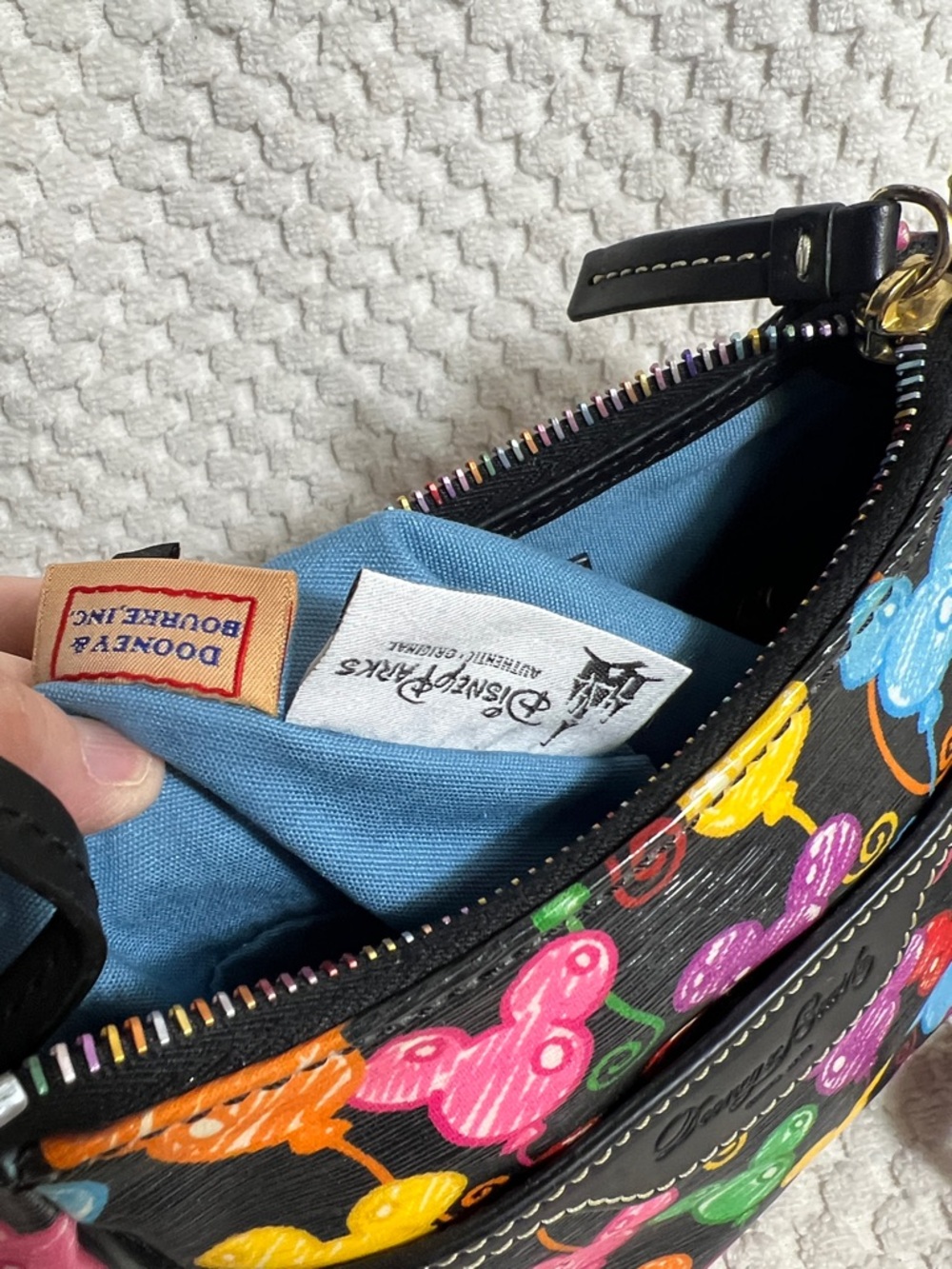 Dooney & Bourke Black Crossbody with Bright Multi Mickey Balloon Print - Picture 9 of 10